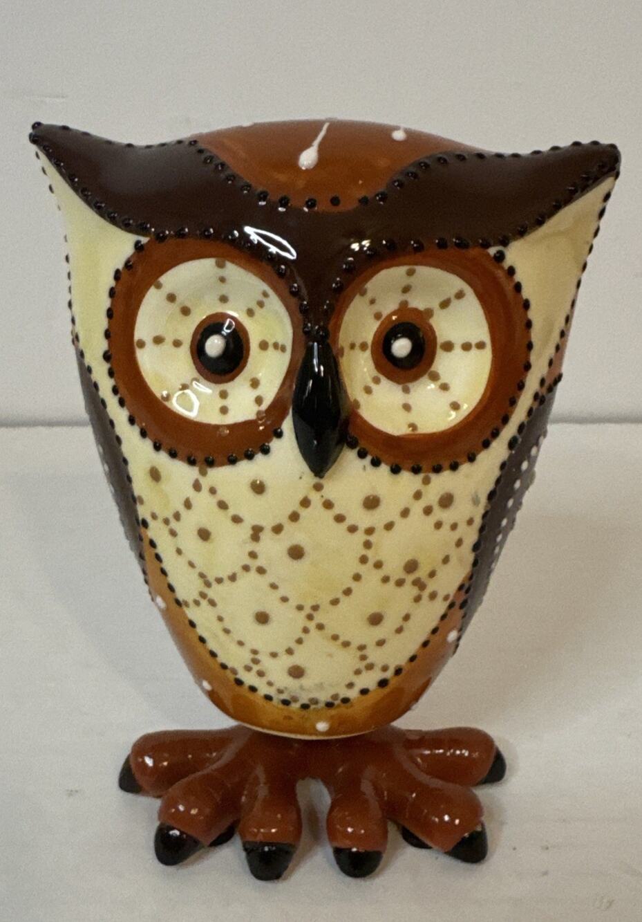 Ceramic Owl Spring Legs Bobble Head Owl Figurine 5 Inch Browns
